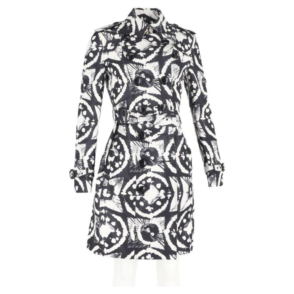 Burberry Tie-Dye Double-Breasted Trench Coat in Black and White Silk - Picture 4 of 6